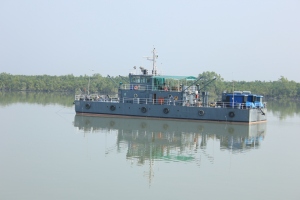 A BSF vessel patrolling the India-Bangladesh border 